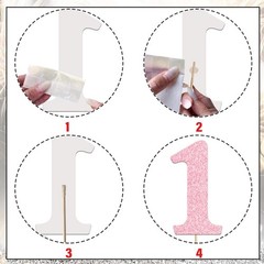 12 PCS Pink 1st Birthday Centerpieces Glitter Number 1 Table Topper Decor