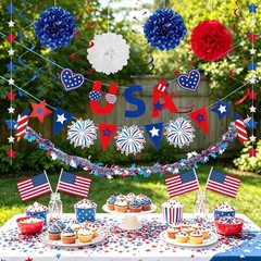 OBBOLO 4th/Fourth of July Decorations Set, Patriotic Decorations, Red Multi