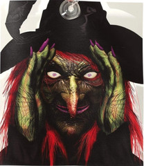 Halloween witch window peeper decoration with light up eyes