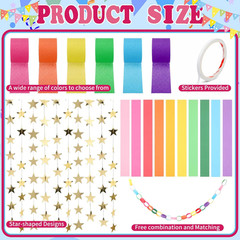 300 Sheets Colorful Paper Chains Strips and 492 Ft Crepe Paper Streamers, 52.8Ft