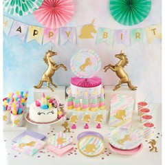 16 UNICORN SPARKLE BEVERAGE NAPKINS PARTY TABLE DECORATION FOIL STAMPED 3PLY
