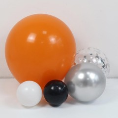 Orange and Black Balloons Arch Kit 164pcs Orange Black White and Chrome Silve…