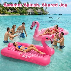 Inflatable Tanning Pool, Flamingo Tanning Float with Cup Holders, Pool Floats…