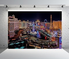 7x5ft Fabric Las Vegas Backdrop Night in Las Vegas Casino Theme Party Decorat…