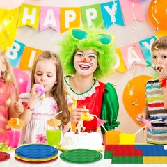 80PCS Building Blocks Themed Birthday Party Decorations Colorful Building Block
