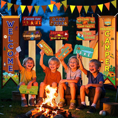 Camping Themed Party Decorations Camping Porch Sign Camper Adventure Themed