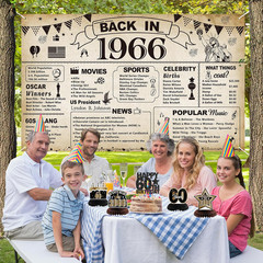 60Th Birthday Party Decorations for Men Women, Vintage Back in 1966 Banner, Blac