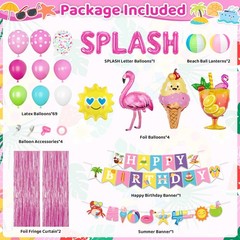Summer Pool Beach Party Decorations, Splash Bash Party Supplies Tropical Summ…