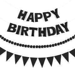 Pre-Strung 3D Rainbow Happy Birthday Banner, 3 PCS Happy Birthday Felt Sign, Pom