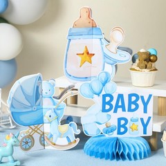Decoraciones de mesa para baby shower de niño, decoración para bautizo.