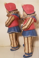 Set of 2 Paper Mache Clowns Joker Jester Explorer Unique Enesco Party Decor