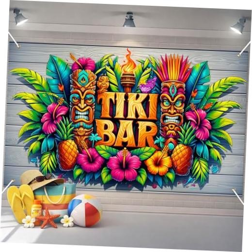 Hawaiian Party Decorations Tiki Bar Banner 71 x 43 Inch Tiki Party Tiki Bar#1