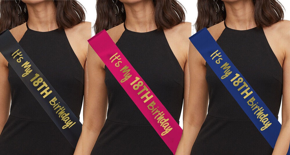 It’s My 18th Birthday Sash Party Gift Decoration Luxury Metallic Text 6 Colours