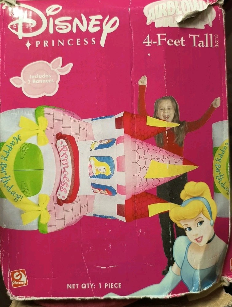 Disney Princess 4 Ft Tall Air Blown Inflatable Happy Birthday Castle Gemmy 2004