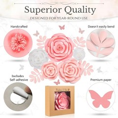 Large Reusable Paper Roses for Girls Room – 15pc Set