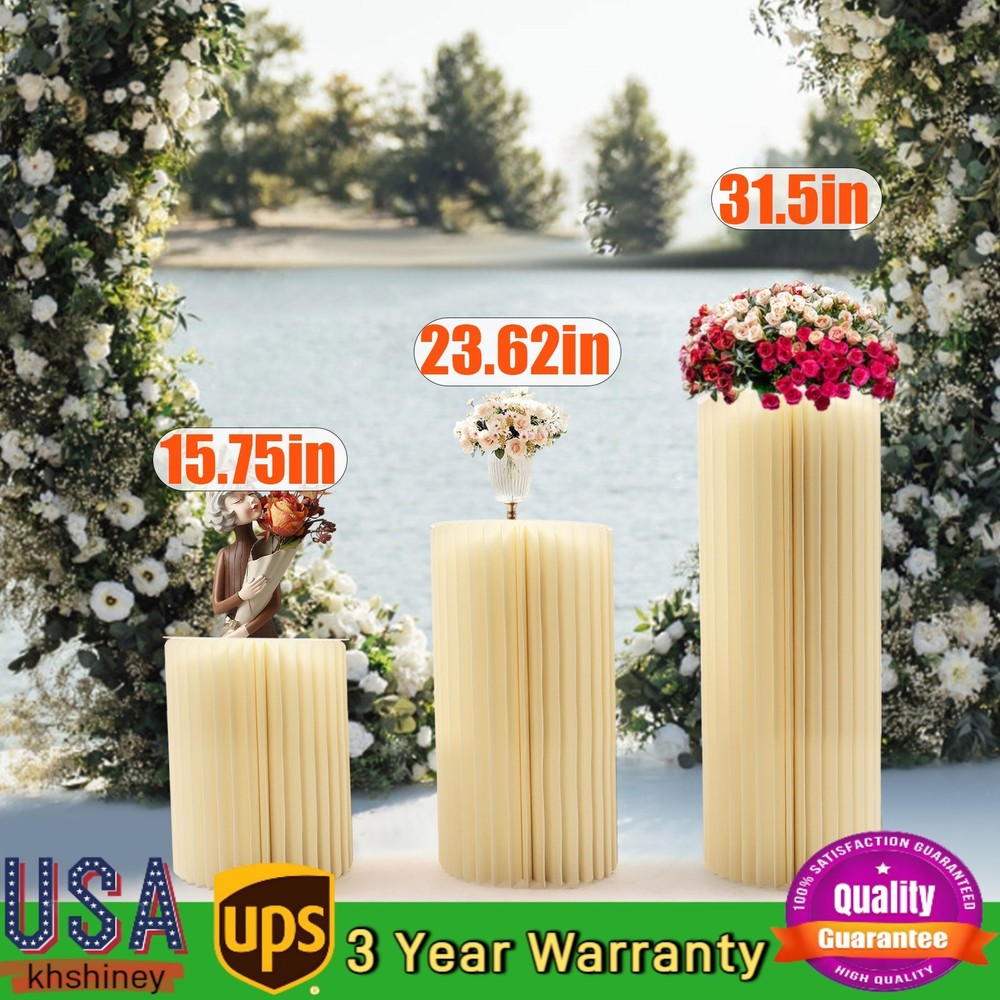 3 Pcs Foldable Paper Column Display Stands Cylinder Flowers Stand Dessert Table