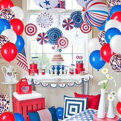 Patriotic Confetti Balloons Independence Day Birthday Party Supplies Decor