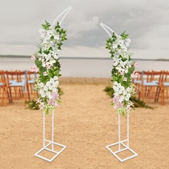 2 PCS Curved Wedding Arched Stands Backdrop Stand for Ceremony and Party
