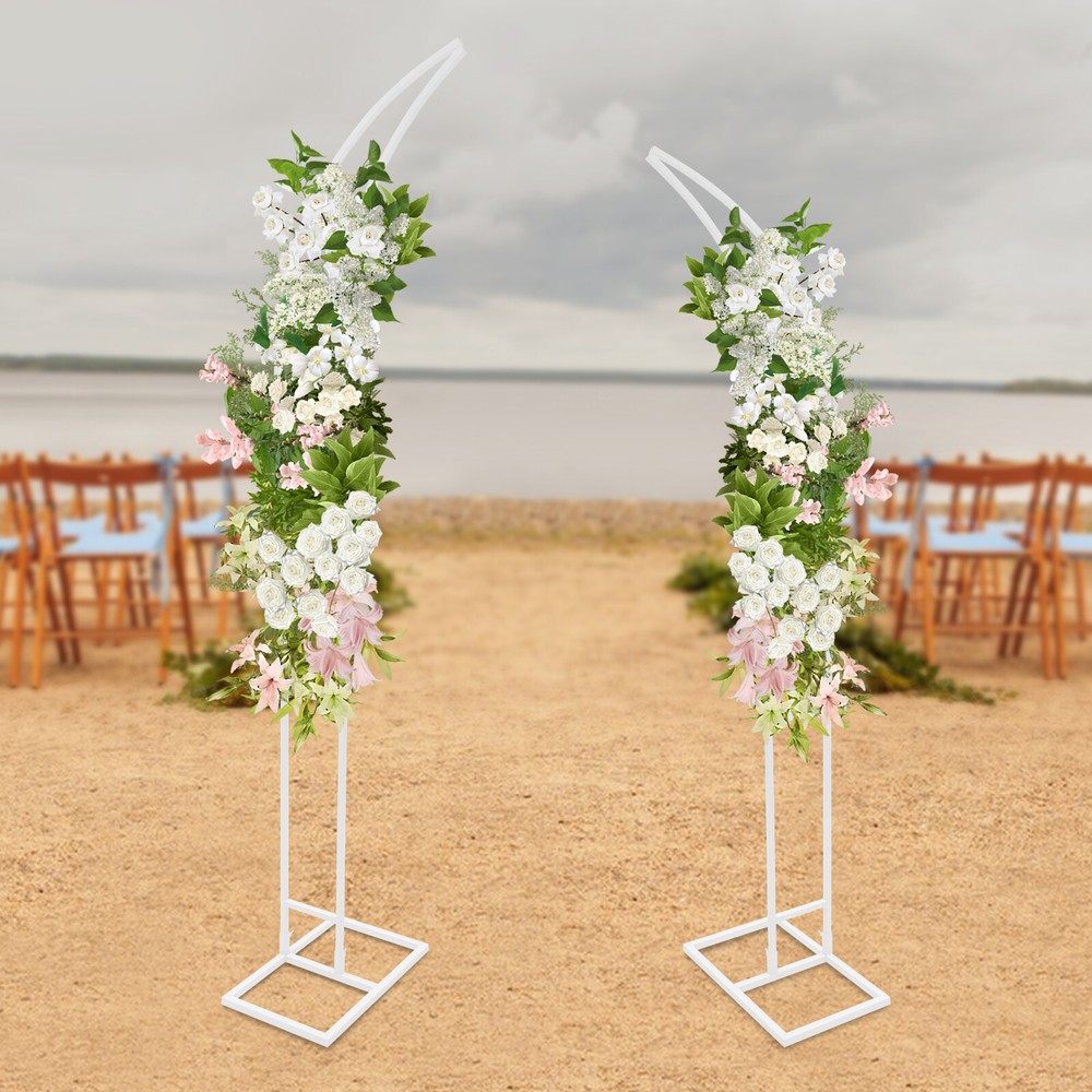 Set of 2 Metal Wedding Arch Backdrop Flower Stand Balloon Stand Party Event Deco