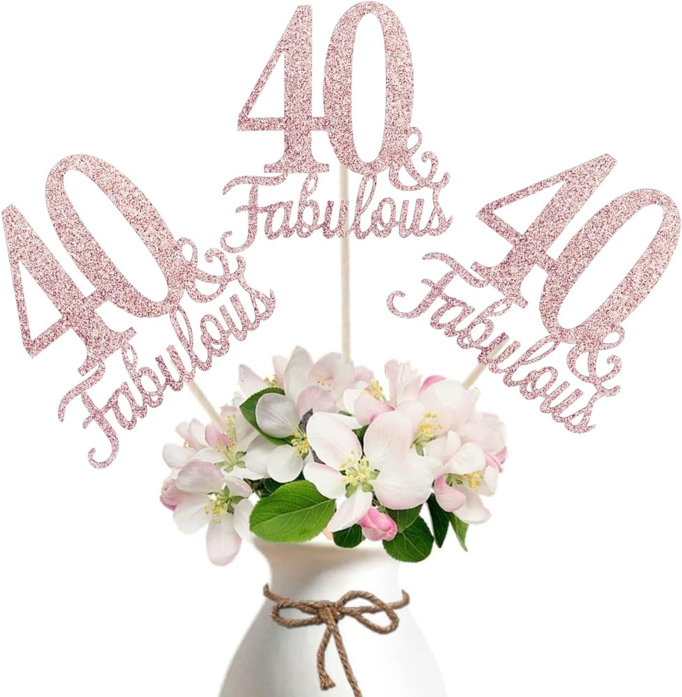 10-Pack Double Sided Fabulous and 40th Birthday Centerpieces for Tables, Number