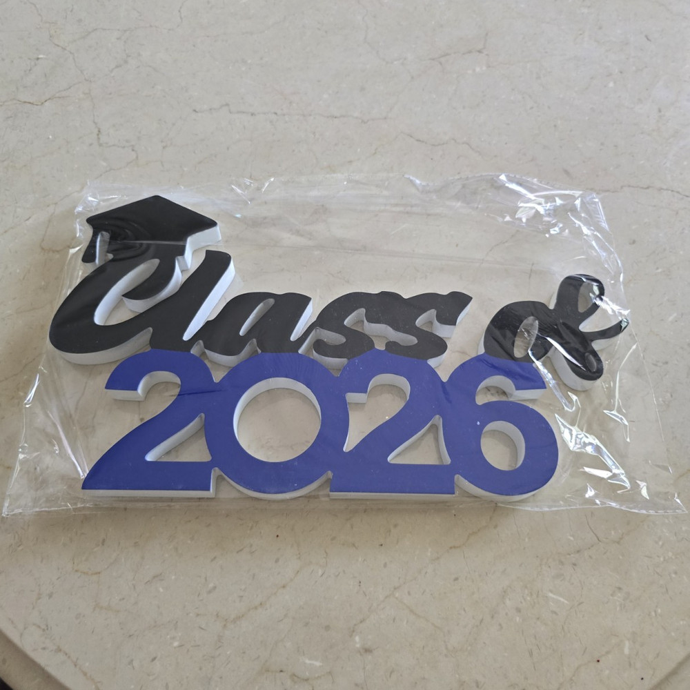 Class of 2026 Graduation Party Table Decoration Wood Sign Black Blue White