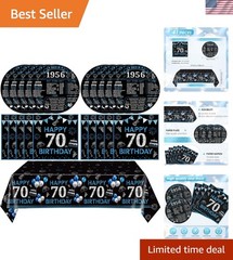 70th Birthday Decorations,41pcs Black Blue Back in 1956 Birthday Decorations …