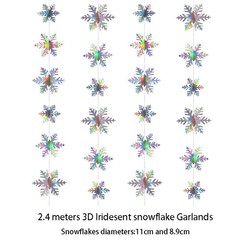 Iridescent Paper Leaf Snowflakes Garland Mermaid Birthday Tea Party Hanging