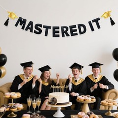 Gold and Black Graduation Decorations Pre-Strung Handmade Felt Mastered It Si…