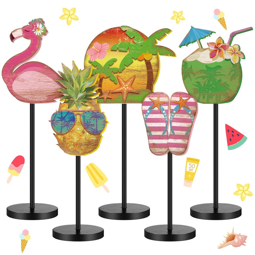 5 Pcs Summer Beach Table Decor Tropical Hawaii Centerpiece for Table Summer F…
