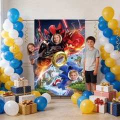Sonic The Hedgehog Party Supplies Birthday Decor Backdrop Topper Photo Backdrop