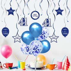 Happy 41st Birthday Party Decorations Set Blue Swirls Streamers Stand Kit