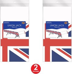 2-Pack Union Jack Rectangular Plastic Tablecovers Royal English Party