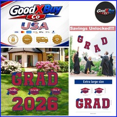 Graduation Yard Signs 11 Pcs for 2026 Lawn Party Decor with Stakes Red Blue