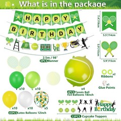 Tennis Party Decorations, Includes Tennis Happy Birthday Banner, Tennis Ballo