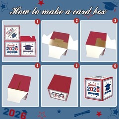 Graduation Party Decoration Class of 2026 Graduation Card Box Red and Blue Congr