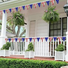 4 Pack Pre-Strung USA Flag Pennant Banner – Red White and Blue Decor Paper St…
