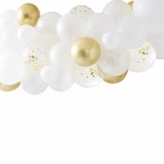 GINGER RAY GOLD CHROME AND WHITE BALLOON ARCH WITH DUAL ACTION AIR PUMP