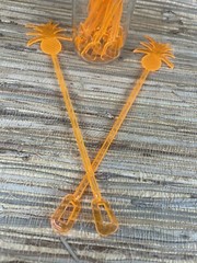 20 Orange Pineapple Swizzle Sticks 9.5″ tall 4 Adult Beverages Cocktail Tiki