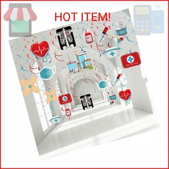 30 Pieces Nurse Party Decoration Nurse Graduation Week Decor Red and Blue Foil C