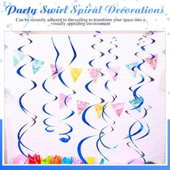 36 Pcs Hanging Swirl Party Decorations Plastic Streamer Swirls Spiral Blue