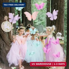 3D Hanging Butterfly Decorations, Butterfly Birthday Party Decorations, 4 Pcs Cr