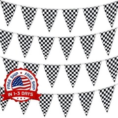 Banderines Triangulares 100Ft Para Decoracion De Fiestas, En Blanco Y Negro NEW.