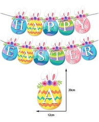 Happy Easter Day Rabbits Eggs Party Decorations Banner, 35 pcs Photo Props