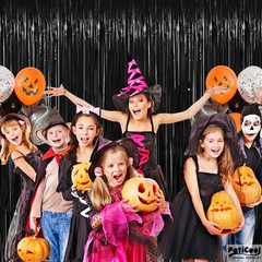 Black Streamers Party Decorations 2 Pack 3.2×8.2 Ft Foil Fringe Backdrop Props