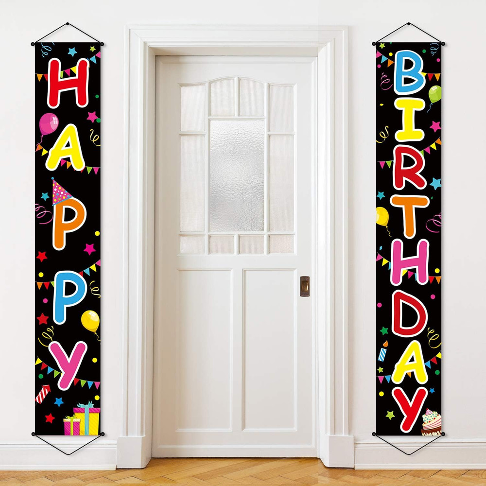 Happy Birthday Banner Colorful Polyester Indoor Outdoor Party Decor 11.81X70.87″