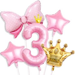 Princess 3rd Birthday Party Decorations, 40 Inch Pink Number 3 Balloon Pink 3