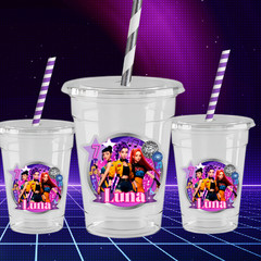 K-Pop Party Cups Personalized 16 oz | Set of 12 Cups with Lids & Paper Straws
