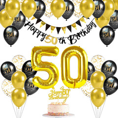 50Th Birthday Decorations Kit for Him Men Her Women Black Gold Complete Set | El