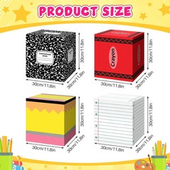 4 Pcs Back to School Balloon Box Decoration Sets Include Pencil Crayon Notebook