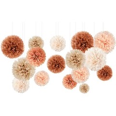 Weddings Decorations, 16 PCS Earth Tone Brown Tissue Paper Pom Poms for Fall …